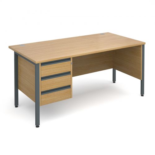 Maestro 25 Gl Straight Desk With 3 Drawer Pedestal 1600mm Maestro 25 Gl Straight Desk With 3 Drawer Pedestal 1600mm Graphite H Frame And