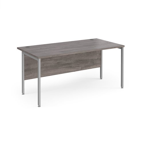 Maestro 25 straight desk 1600mm x 800mm - silver H-frame leg, grey oak top