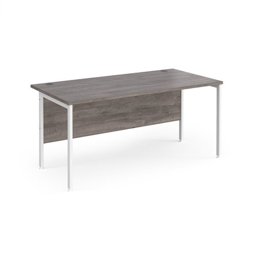 Maestro 25 Straight Desk 1600mm X 800mm White H Frame Leg Grey Oak Top