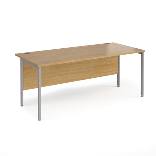 Maestro 25 straight desk 1800mm x 800mm - silver H-frame leg, oak top