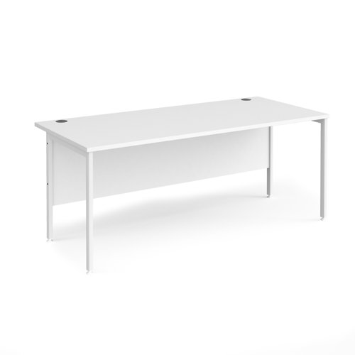 Maestro 25 straight desk 1800mm x 800mm - white H-frame leg, white top