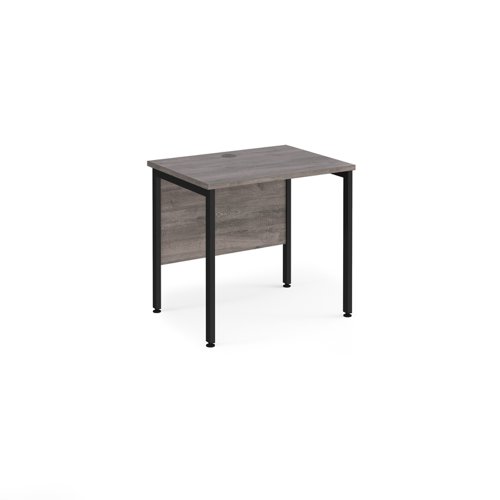 Maestro 25 straight desk 800mm x 600mm - black H-frame leg, grey oak top