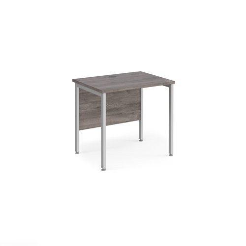 Maestro 25 straight desk 800mm x 600mm - silver H-frame leg, grey oak top
