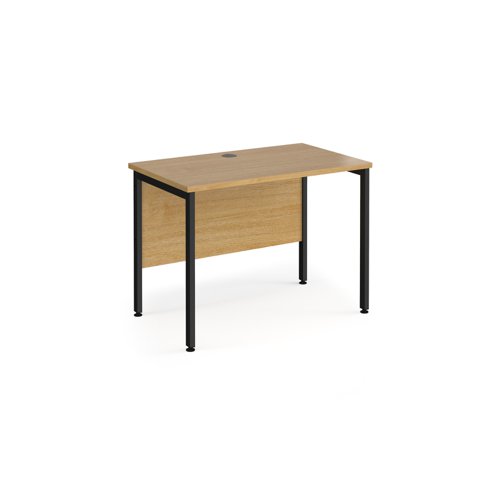 Office Desk 1000mm Rectangular Desk With H Frame Leg Oak Tops With Black Frames 600mm Depth Maestro 25