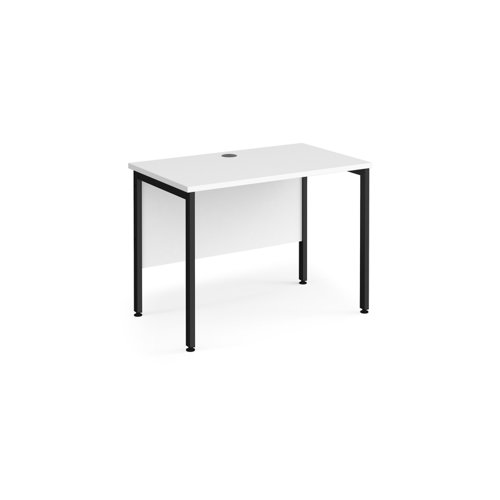 Maestro 25 straight desk 1000mm x 600mm - black H-frame leg, white top