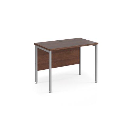 Maestro 25 straight desk 1000mm x 600mm - silver H-frame leg, walnut top