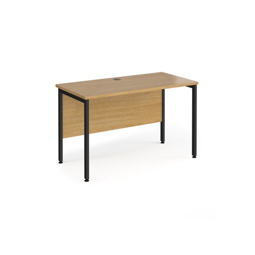 Office Desk 1200mm Rectangular Desk With H Frame Leg Oak Tops With Black Frames 600mm Depth Maestro 25