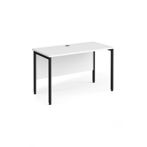 Maestro 25 straight desk 1200mm x 600mm - black H-frame leg, white top