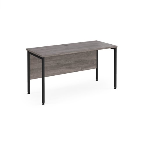 Maestro 25 Straight Desk 1400mm X 600mm Black H Frame Leg Grey Oak Top