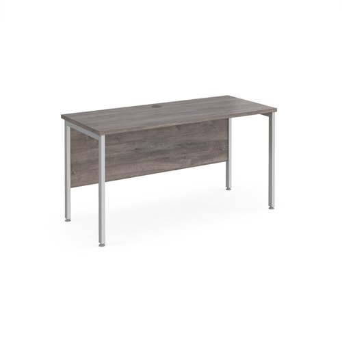 Maestro 25 straight desk 1400mm x 600mm - silver H-frame leg, grey oak top