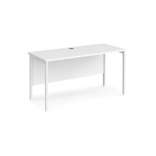 Maestro 25 straight desk 1400mm x 600mm - white H-frame leg, white top