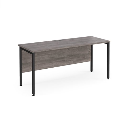 Maestro 25 Straight Desk 1600mm X 600mm Black H Frame Leg Grey Oak Top