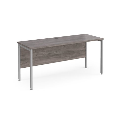 Maestro 25 Straight Desk 1600mm X 600mm Silver H Frame Leg Grey Oak Top