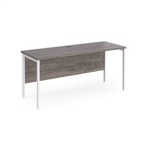 Maestro 25 Straight Desk 1600mm X 600mm White H Frame Leg Grey Oak Top