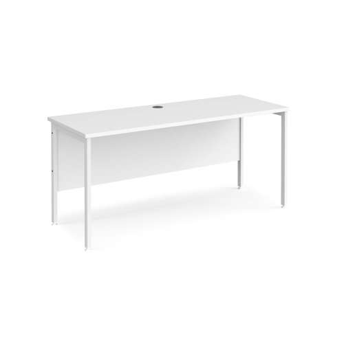 Maestro 25 straight desk 1600mm x 600mm - white H-frame leg, white top