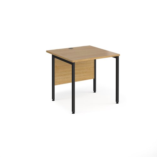 Maestro 25 straight desk 800mm x 800mm - black H-frame leg, oak top