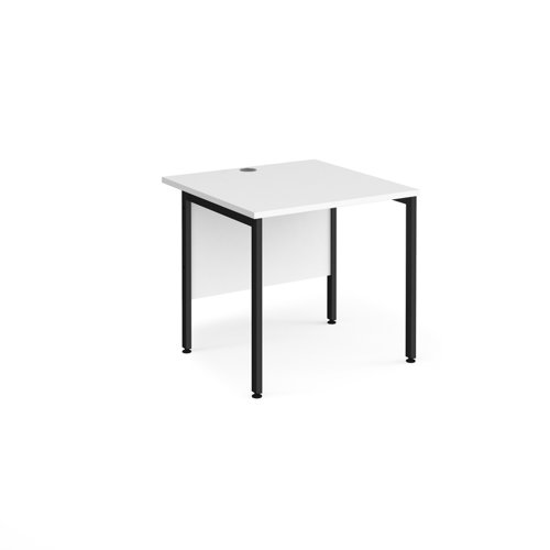 Maestro 25 straight desk 800mm x 800mm - black H-frame leg, white top