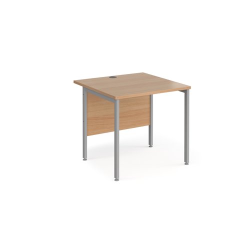 Office Desk 800mm Rectangular Desk With H Frame Leg Beech Tops With Silver Frames 800mm Depth Maestro 25