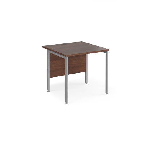 Office Desk 800mm Rectangular Desk With H Frame Leg Walnut Tops With Silver Frames 800mm Depth Maestro 25