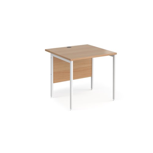 Maestro 25 straight desk 800mm x 800mm - white H-frame leg, beech top