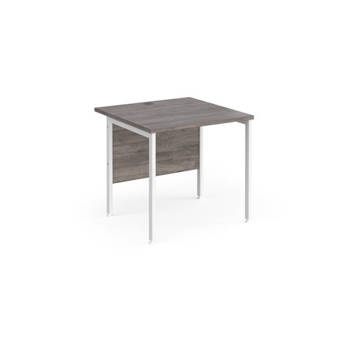 Maestro 25 Straight Desk 800mm X 800mm White H Frame Leg Grey Oak Top