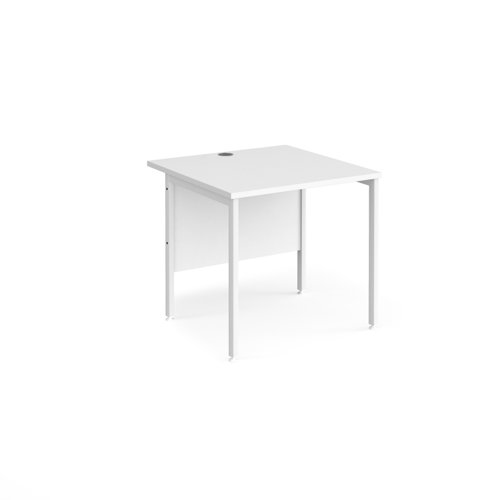 Maestro 25 straight desk 800mm x 800mm - white H-frame leg, white top