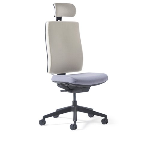 Miku fabric task chair with integrated seat slide, back height adjustment, synchronised mechanism and head rest - made to order