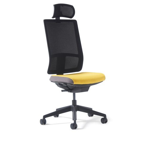 Miku mesh task chair with integrated seat slide, back height adjustment, synchronised mechanism and head rest - made to order