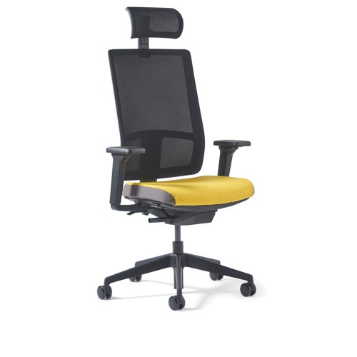 Miku mesh task chair with integrated seat slide, back height adjustment, synchronised mechanism, head rest and 4D adjustable arms made to order