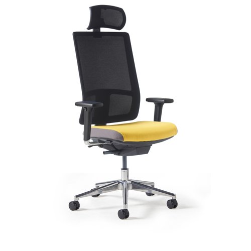 Miku mesh task chair, integrated seat slide, back height adjustment, synchronised mechanism, head rest, 2D arms, 5 star base - made to order