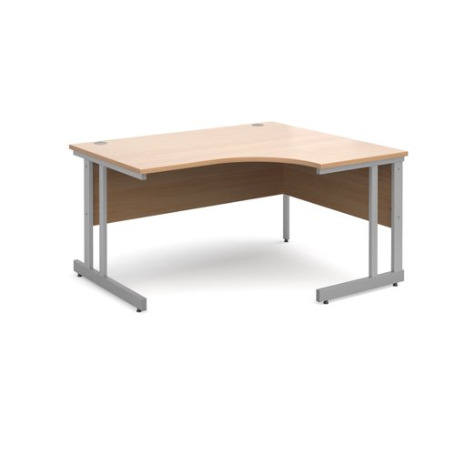 Momento right hand ergonomic desk 1400mm - silver cantilever frame, beech top Office Desks MOM14ERB