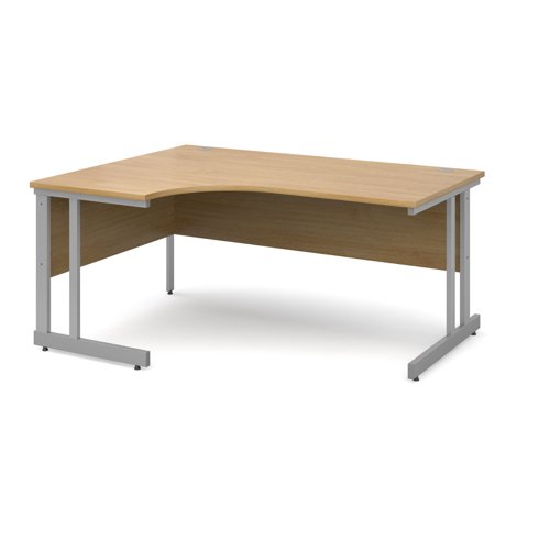 Office Desk Left Hand Corner Desk 1600mm Oak Top With Silver Frame 1200mm Depth Momento