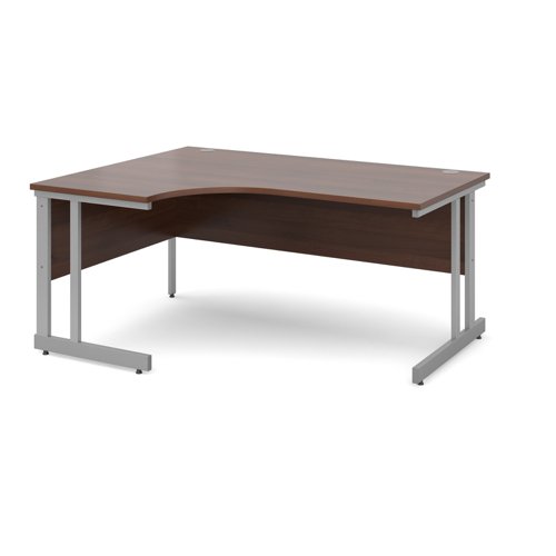 Office Desk Left Hand Corner Desk 1600mm Walnut Top With Silver Frame 1200mm Depth Momento