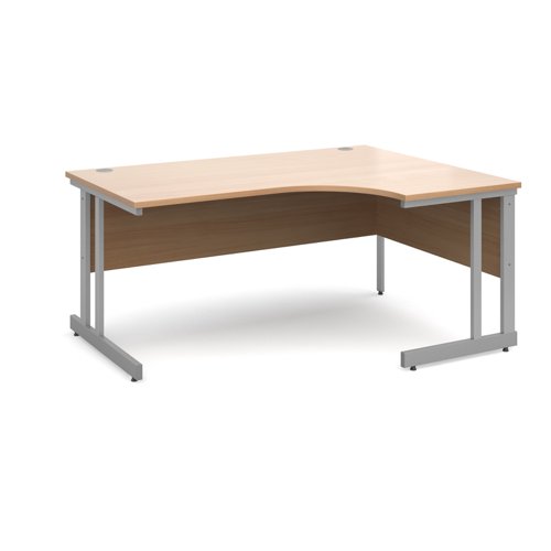 Momento right hand ergonomic desk 1600mm - silver cantilever frame, beech top Office Desks MOM16ERB