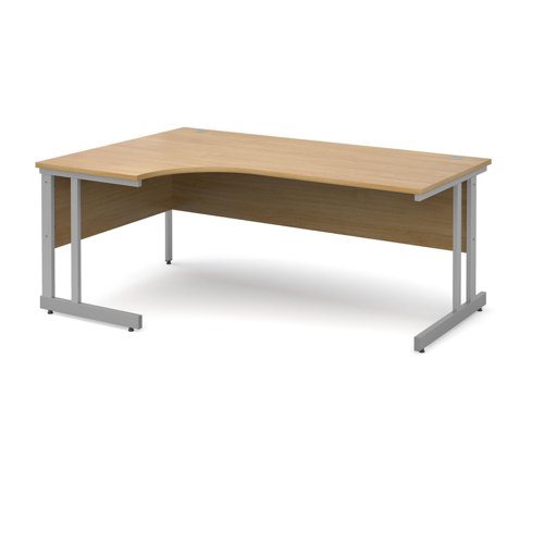 Momento left hand ergonomic desk 1800mm - silver cantilever frame, oak top Office Desks MOM18ELO