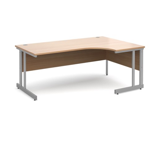 Momento right hand ergonomic desk 1800mm - silver cantilever frame, beech top Office Desks MOM18ERB