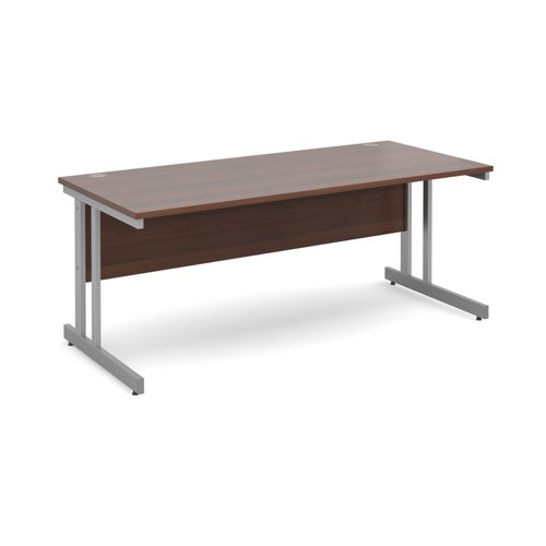 Momento straight desk 1800mm x 800mm - silver cantilever frame, walnut top Office Desks MOM18W