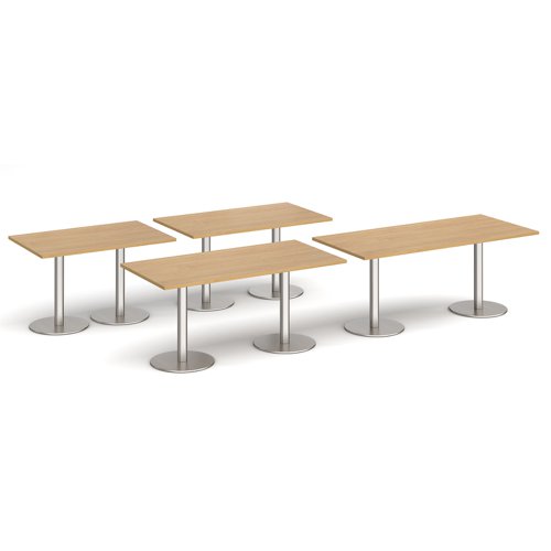 Monza rectangular dining table with flat round black bases 1200mm x 800mm - beech