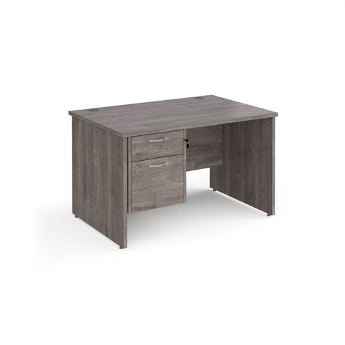 Maestro 25 Straight Desk 1200mm X 800mm With 2 Drawer Pedestal Grey Oak Top With Panel End Leg