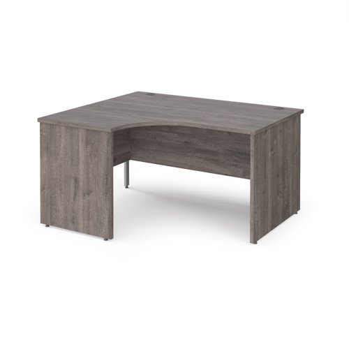 Maestro 25 left hand ergonomic desk 1400mm wide - grey oak top with panel end leg | MP14ELGO | Dams International