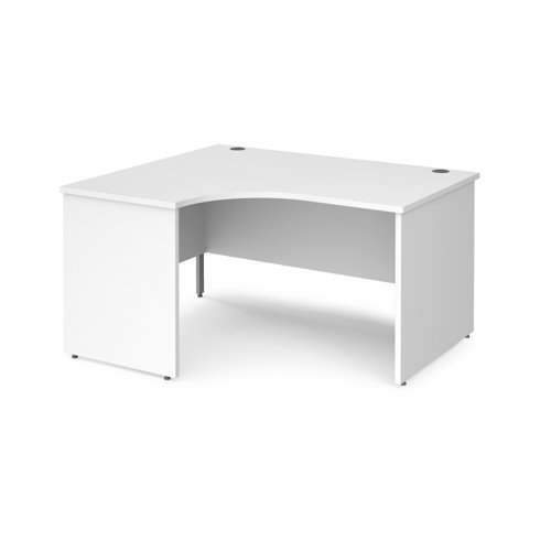 Maestro 25 left hand ergonomic desk - white top with panel end leg