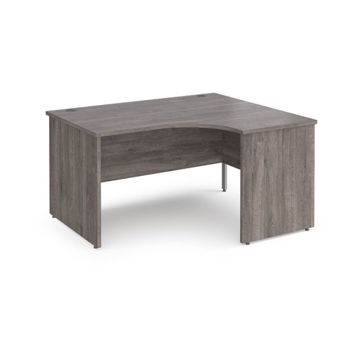Maestro 25 right hand ergonomic desk 1400mm wide - grey oak top with panel end leg