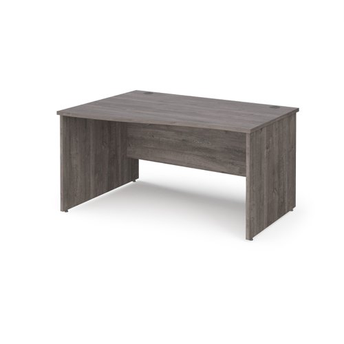 Maestro 25 Left Hand Wave Desk 1400mm Wide Grey Oak Top With Panel End Leg