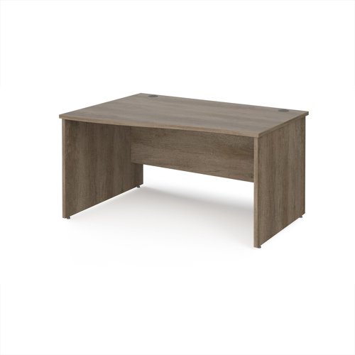 Maestro 25 left hand wave desk 1400mm wide - nebraska oak top with panel end leg
