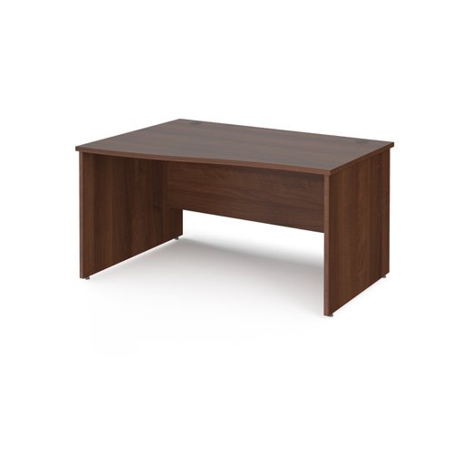 Maestro 25 Panel Left Hand Wave Desk 1400mm Walnut 2 Cable Ports