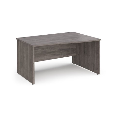 Maestro 25 Right Hand Wave Desk 1400mm Wide Grey Oak Top With Panel End Leg