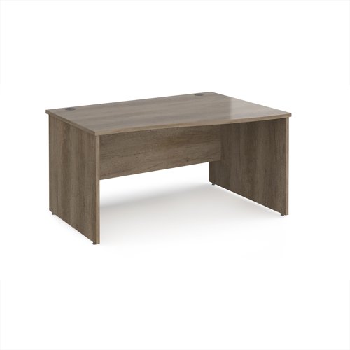 Maestro 25 right hand wave desk 1400mm wide - nebraska oak top with panel end leg