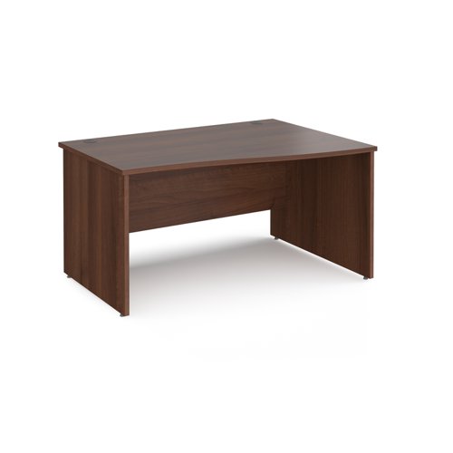 Maestro 25 right hand wave desk 1400mm wide - walnut top with panel end leg