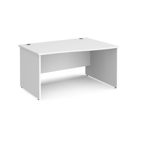 Maestro 25 Panel End Right Hand Wave Desk 1400mm White 2 Cable Ports