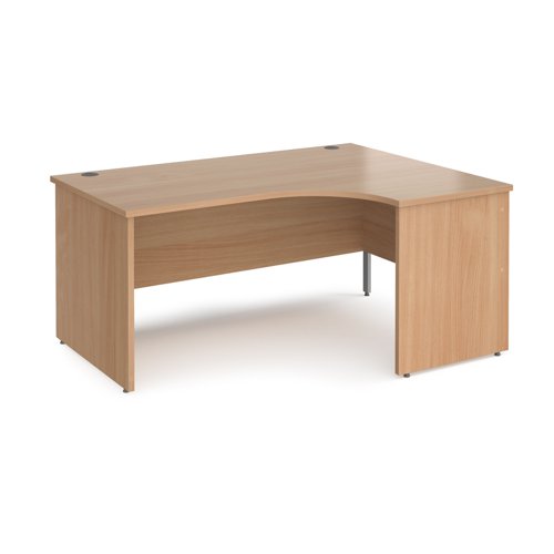 Maestro 25 right hand ergonomic desk 1600mm wide - beech top with panel end leg